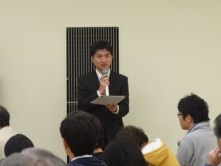 石田 正平 学園祭講演会班員の挨拶 写真:石田 正平 学園祭講演会班員の挨拶