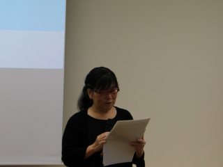 多川看護臨床教育センター長の開会の挨拶 写真:多川看護臨床教育センター長の開会の挨拶