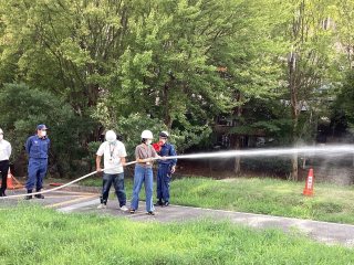 屋内消火栓放水訓練