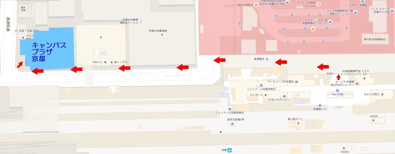 京都駅からの徒歩経路